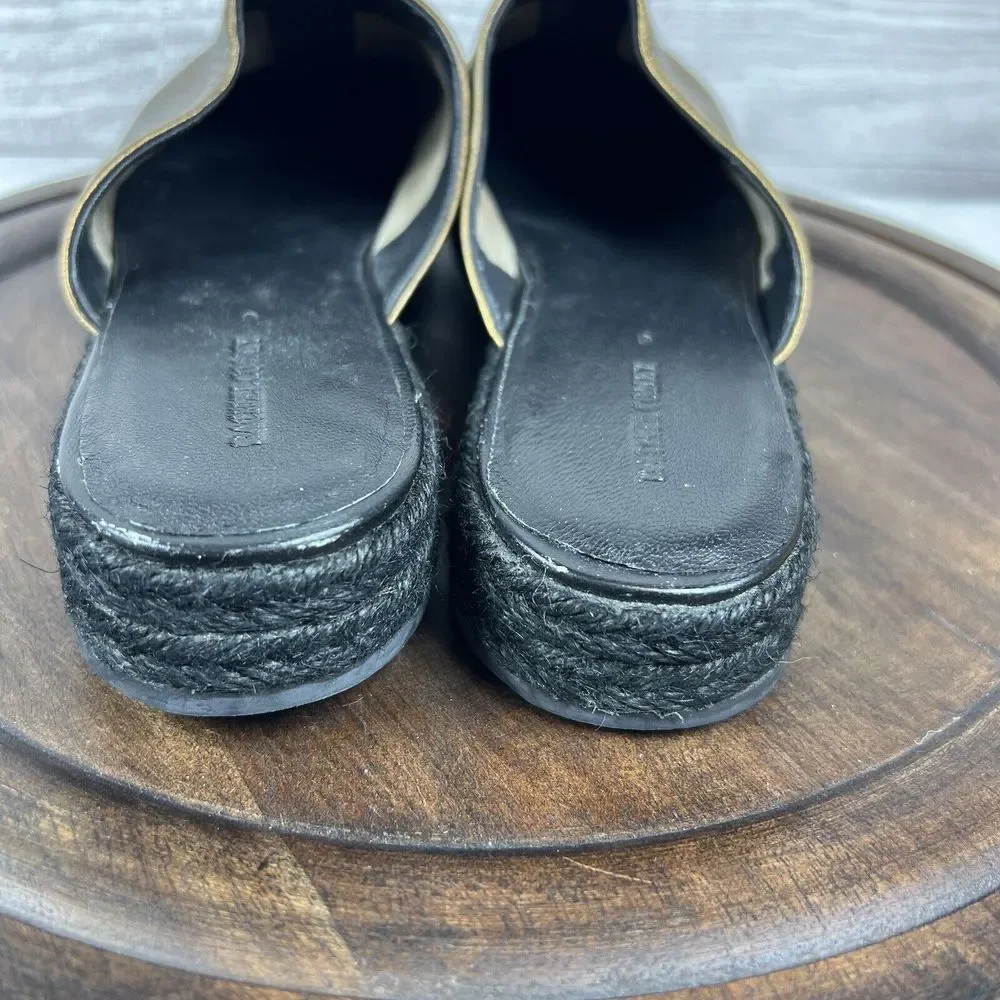 Rachel Comey Women’s Gold Leather Espadrilles Mules Size 6 Flats Shoes
